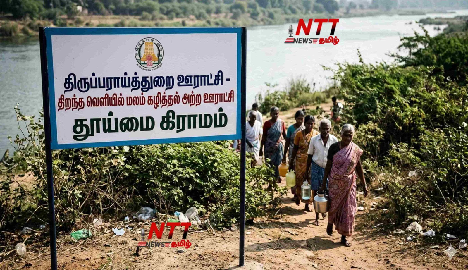 பெண் அதிகாரிக்குக் கூட கழிப்பிட வசதி இல்லாத அவலம்!காகிதத்தில் ‘தூய்மை’… காவிரிக்கரையோரம் ‘அவலம்’!திருப்பராய்த்துறை ஊராட்சியின் போலி விளம்பர முகமூடியைக் கிழிக்கும் பொதுமக்கள்!